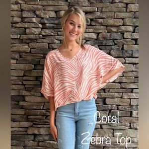 Coral Zebra Top